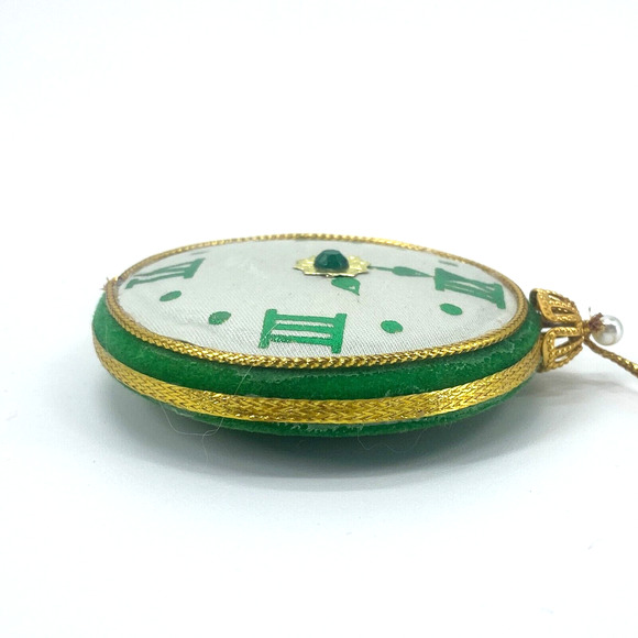 Vintage Frankel Clock Ornaments Red Green Felt 2-1/2 inches - Picture 14 of 15